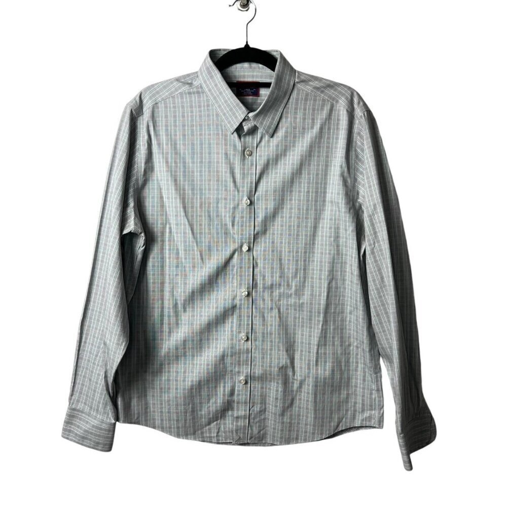 UNTUCKit Calera WF Grey Plaid Slim Fit Wrinkle Free Button Down Shirt Mens Large